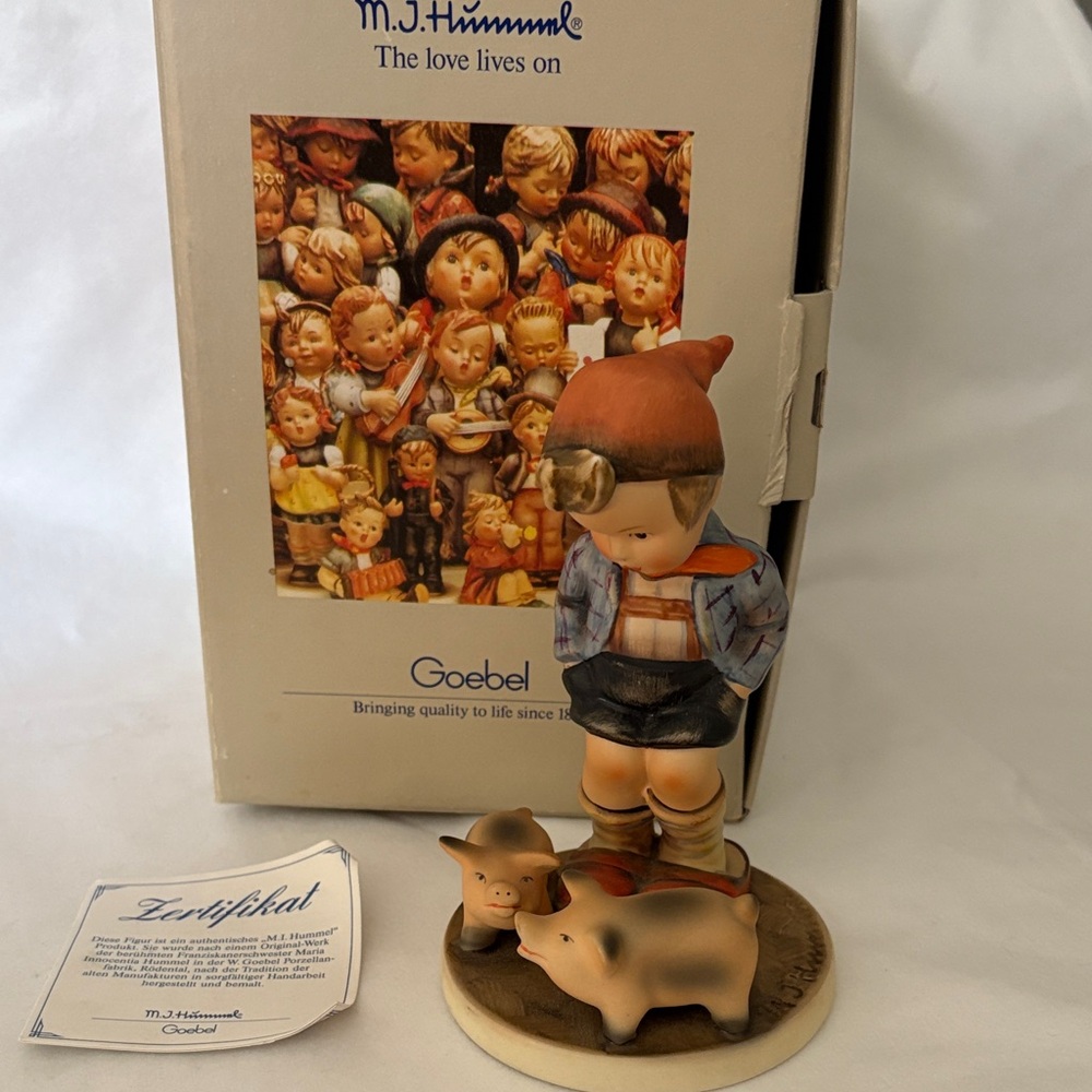 Hummel Figurine with Boy and Pigs - Blue and Brown - Picture 4 of 4